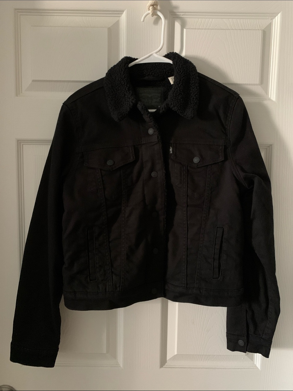 Womens Levi's Sherpa Trucker Jacket Black M